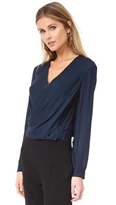Shop L Agence Gia Snap Back Blouse In Midnight