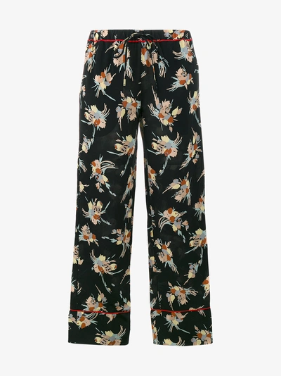 Shop Marni Seidenhose Mit Floralem Print In Black