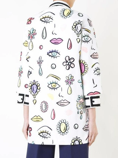 Shop Boutique Moschino Printed Figures Coat