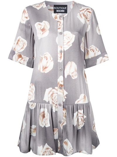 Boutique Moschino Floral Print Dress - Grey