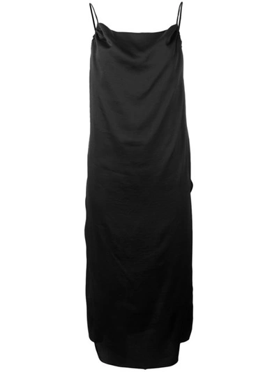 Iro Woman Wrap-effect Draped Satin-crepe Midi Dress Black