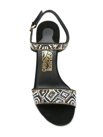 Shop Ferragamo Salvatore  Ella Mosaic Beaded Sandals - Black