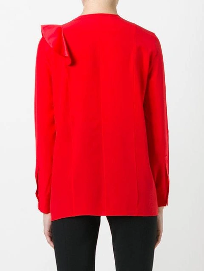 Shop Givenchy Ruffle Trim Keyhole Blouse - Red