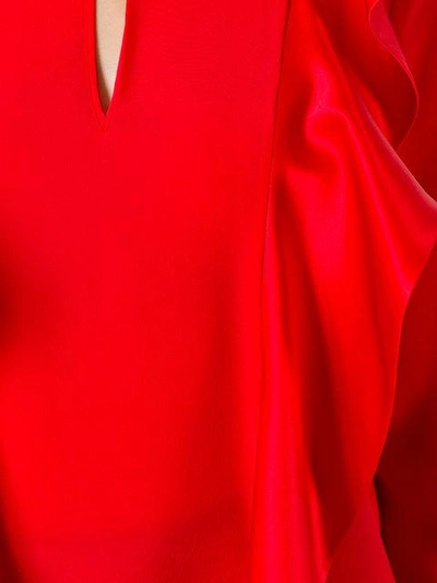 Shop Givenchy Ruffle Trim Keyhole Blouse - Red