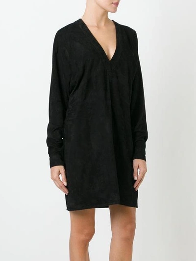 Shop Balmain V-neck Mini Dress - Black