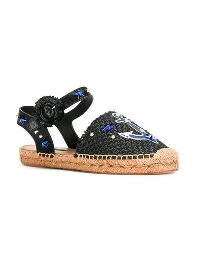 Shop Dolce & Gabbana Anchor Espadrille Sandals In Black