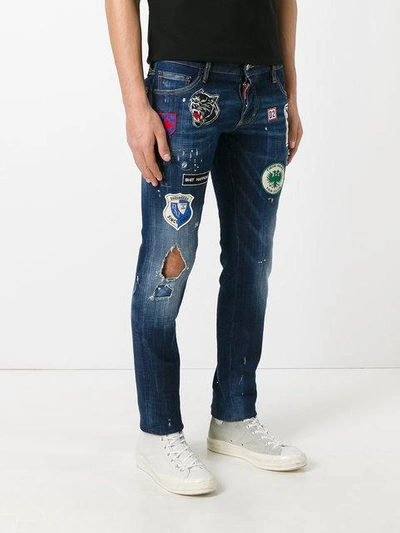 Shop Dsquared2 Slim Distressed Patch Jeans