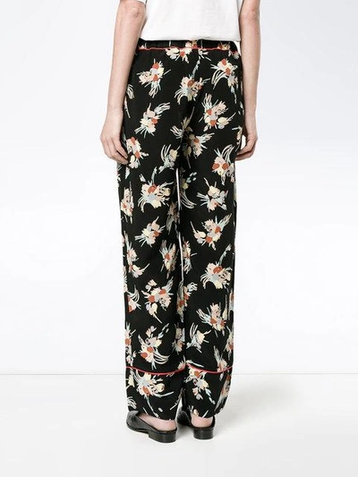 Shop Marni Floral Print Pyjama Trousers In Black