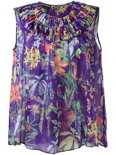 Rochas Printed Silk Tank In Purple