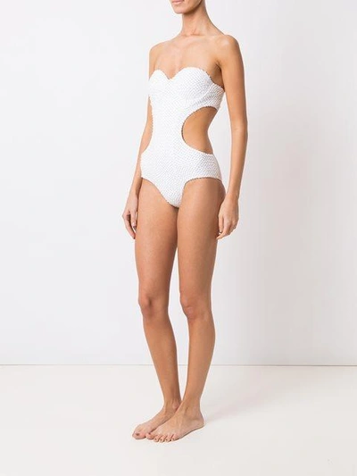 Shop Amir Slama Panelled Swimsuit In White