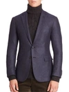 Ralph Lauren Purple Label Cashmere Silk Blend Blazer In Navy Multi