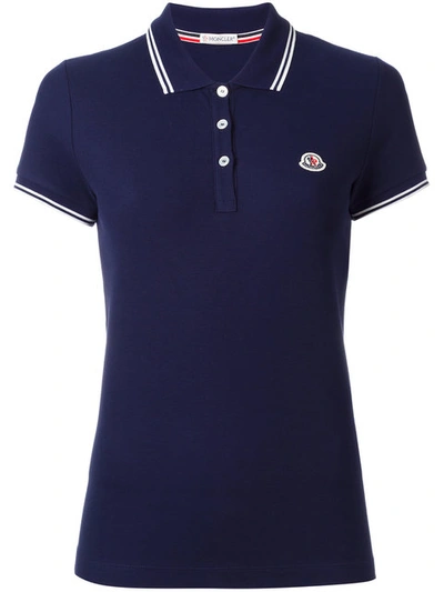 Moncler Short Sleeve Polo Shirt In Blue