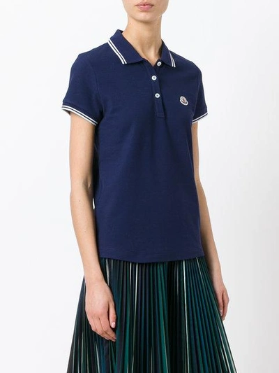 Shop Moncler Short Sleeve Polo Shirt In Blue