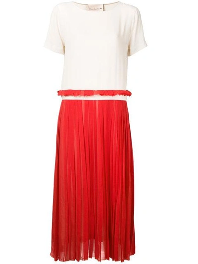 Shop Erika Cavallini Contrast Pleated Dress In Neutrals