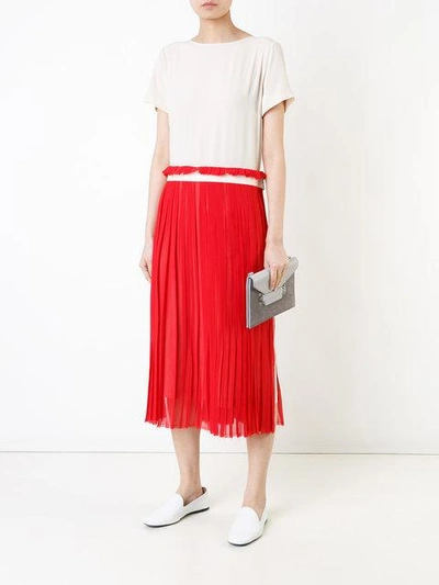 Shop Erika Cavallini Contrast Pleated Dress In Neutrals