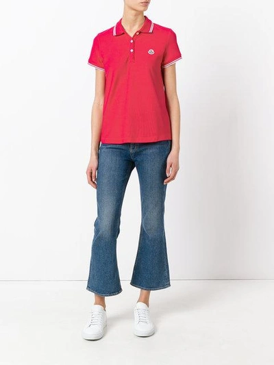 Shop Moncler Short Sleeve Polo Shirt - Pink
