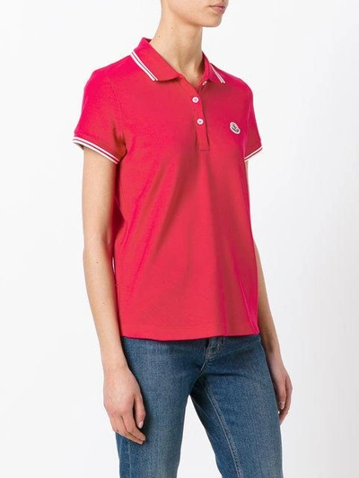 Shop Moncler Short Sleeve Polo Shirt - Pink