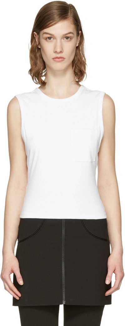 Shop Alexander Wang T White Open Back Twist Tank Top