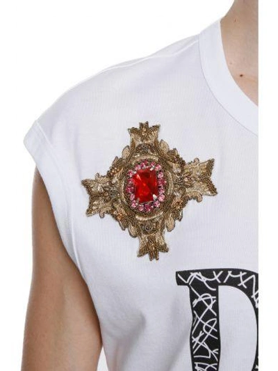Shop Dolce & Gabbana Printed Cotton T-shirt In La Copia Vera F.|bianco