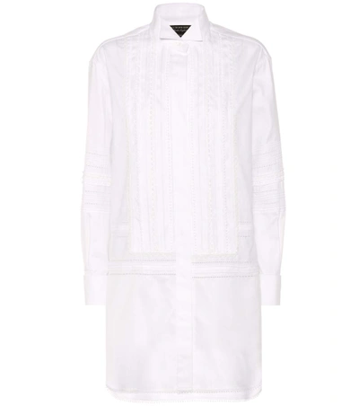 Burberry★素敵！White Lace Detail Shirt Dress Burberry Lace-trimmed Bib-front Cotton Shirtdress In White