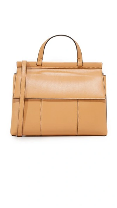 Tory Burch Block T Top Handle Satchel In Vachetta