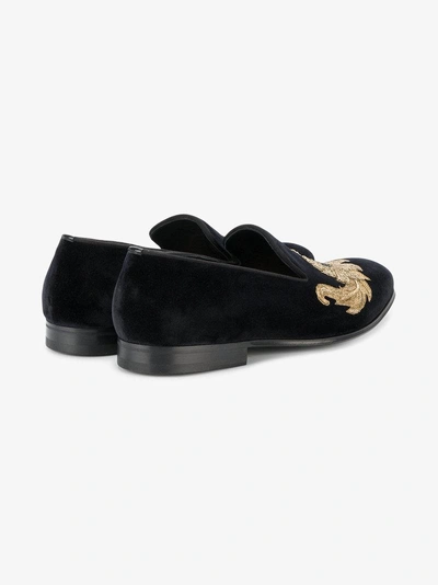 Shop Alexander Mcqueen Embroidered Loafers In Black