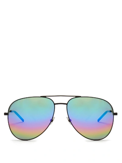 Saint Laurent Classic 11 Spectral Rainbow Aviator Sunglasses In Multi