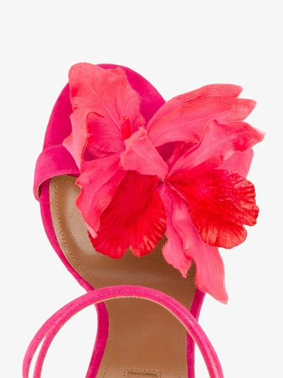 Shop Aquazzura Flora Sandals In Pink&purple