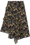 TOPSHOP UNIQUE Aster ruffled printed silk crepe de chine skirt