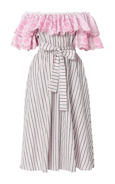 Gül Hürgel Off-the-shoulder Striped Cotton And Linen-blend Dress