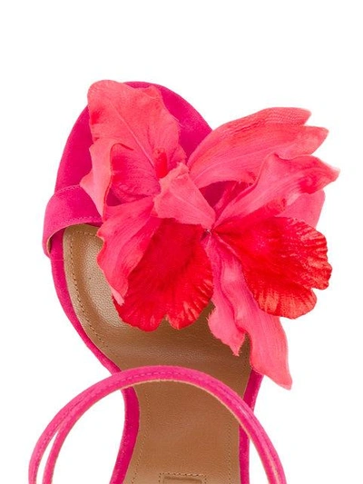 Shop Aquazzura Sandalen Mit Floralen Applikationen In Pink