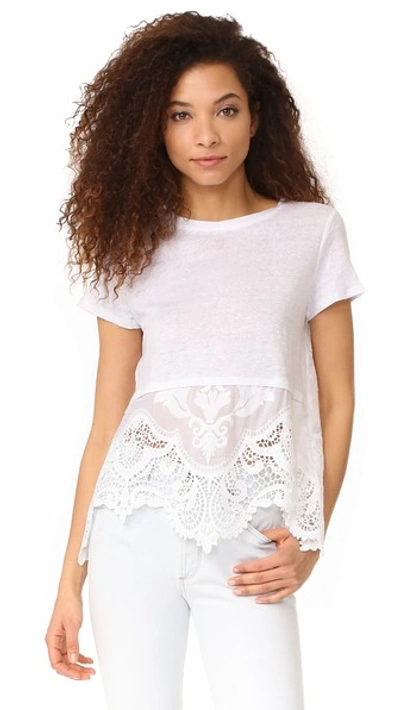 Generation Love Wheeler Tee With Lace Hem In White