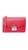 Furla Metropolis Small Leather Shoulder Bag In Ruby Red/gold