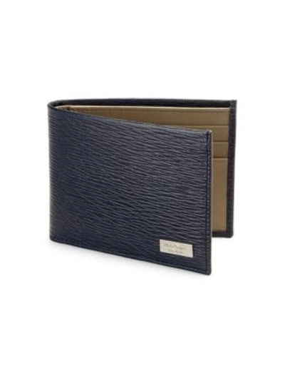 Shop Ferragamo New Revival Textured Leather Bifold Wallet In Na