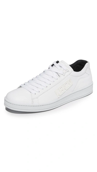 Shop Kenzo Tennix Lace Up Sneakers In White