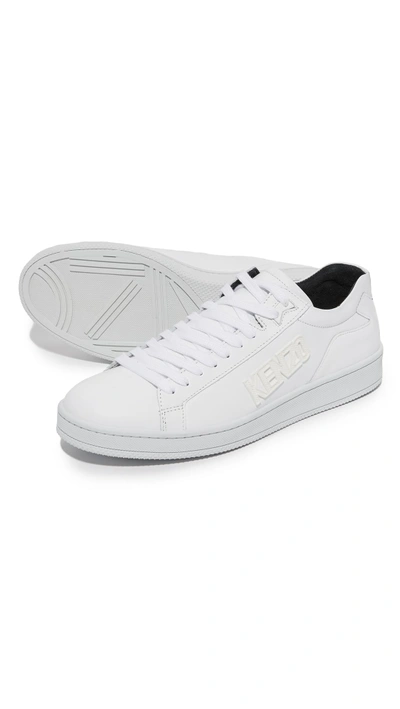 Shop Kenzo Tennix Lace Up Sneakers In White