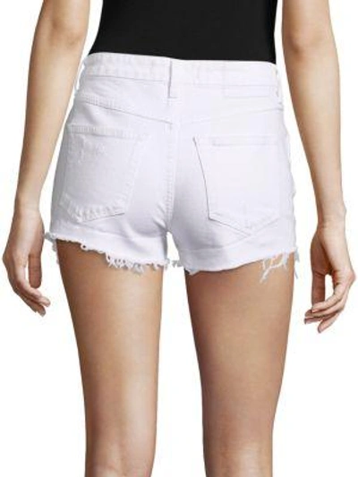 Shop Amo Babe Frayed Denim Shorts In Sea Salt