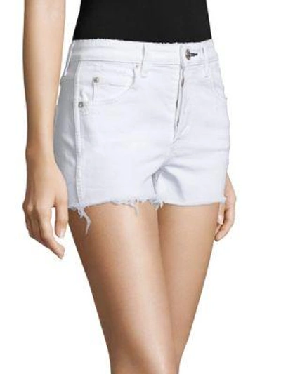 Shop Amo Babe Frayed Denim Shorts In Sea Salt