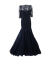 MONIQUE LHUILLIER Lace Over Tulle Gown