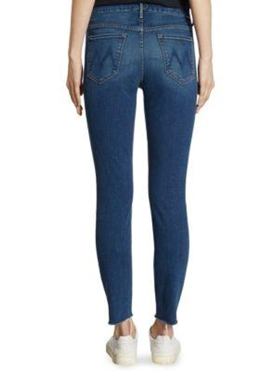 Shop Mother Looker High-rise Frayed Ankle Skinny Jeans In Faster