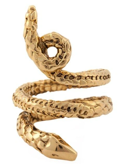 Shop Aurelie Bidermann 'asclepios' Snake Ring - Metallic