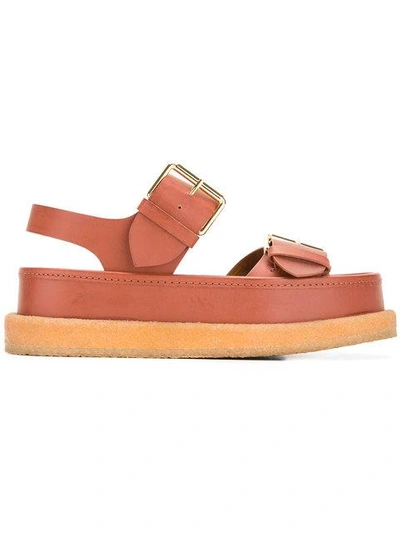 Shop Stella Mccartney Buckle Sandals In Brown