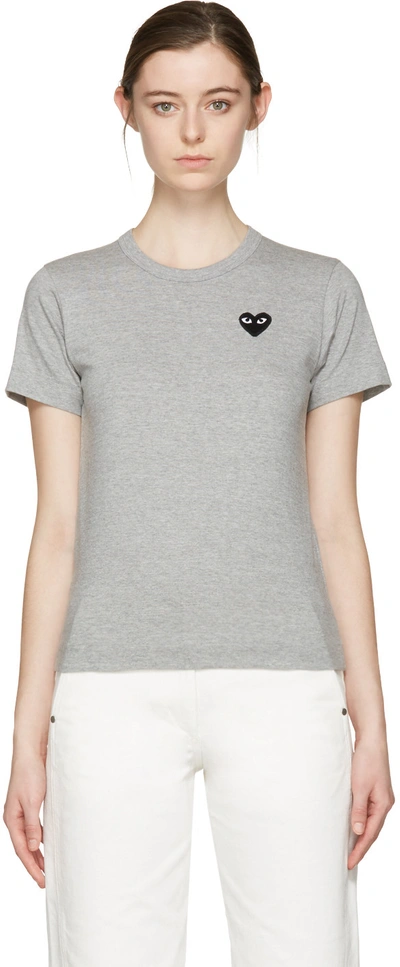 Shop Comme Des Garçons Play Grey Heart Patch T-shirt