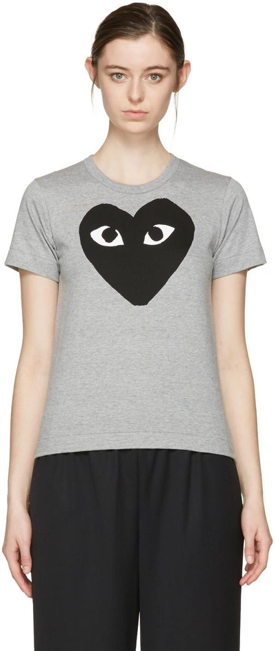 Shop Comme Des Garçons Play Comme Des Garcons Play Grey Big Heart T-shirt In 1-grey