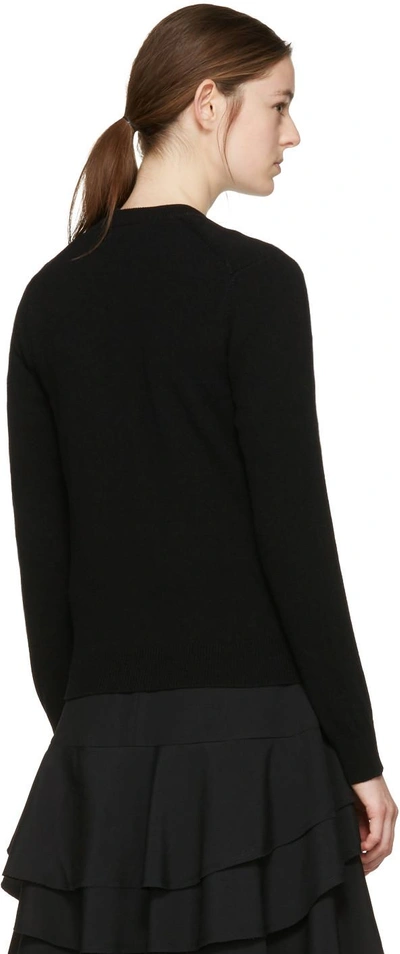 Shop Comme Des Garçons Play Black Wool Heart Patch Cardigan