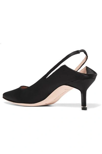 Shop Vetements Manolo Blahnik Satin Slingback Pumps In Black