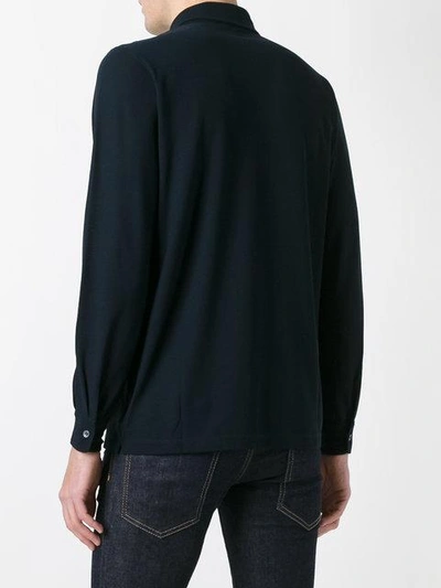 Shop Zanone Long-sleeved Spread-collar Shirt In Blue