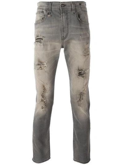 R13 Skate Shredded Skinny Jeans In Grey