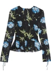 TOPSHOP UNIQUE Evelyn open-back embellished printed silk-georgette blouse