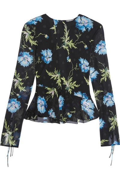 Topshop Unique Evelyn Open-back Embellished Printed Silk-georgette Blouse